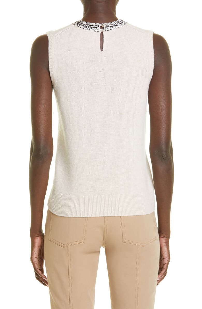 St. John Collection Contrast Trim Wool Blend Shell, Alternate, color,