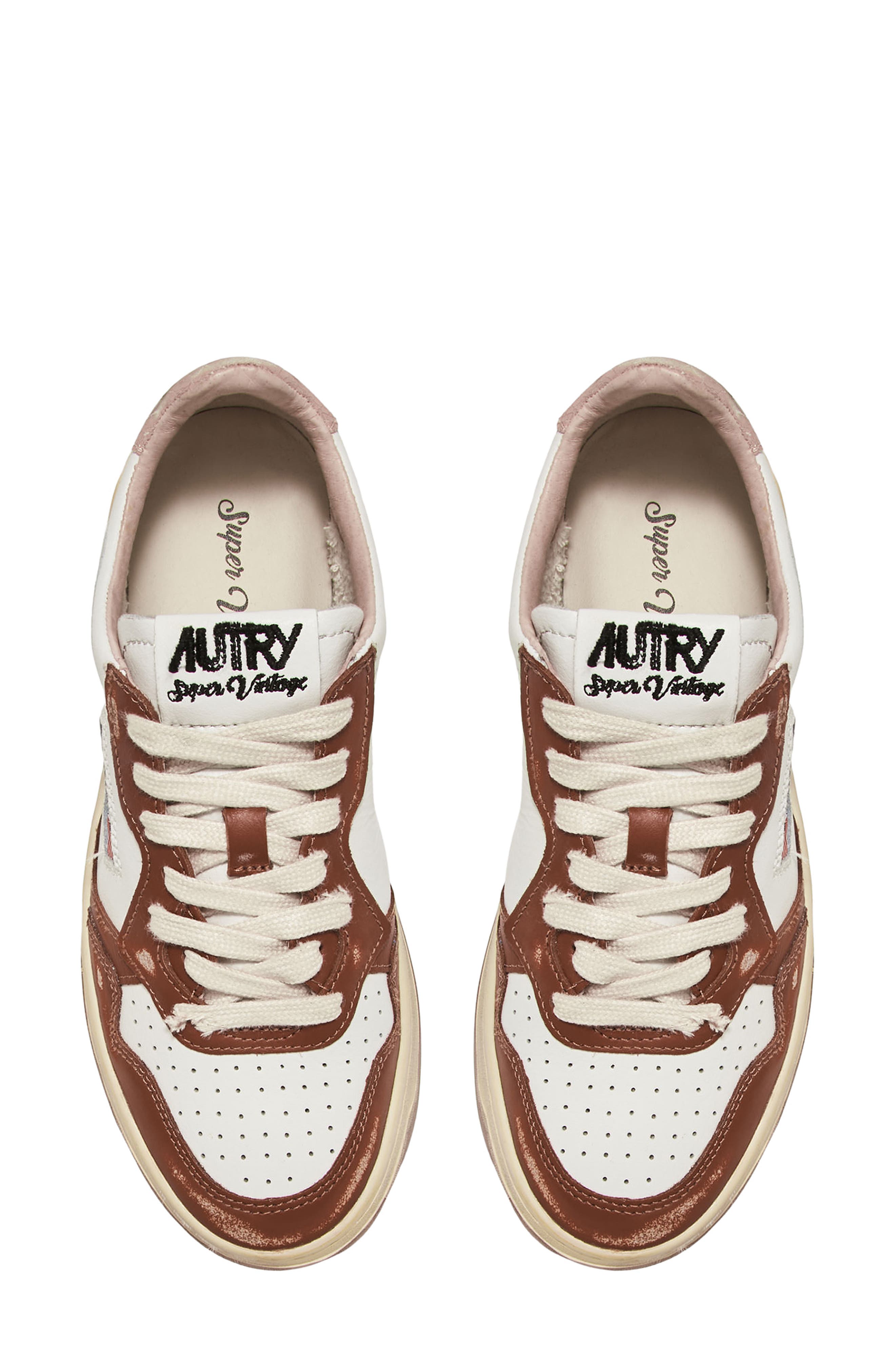AUTRY Retro Low Sneaker, Alternate, color, White/ Brown/ Pink