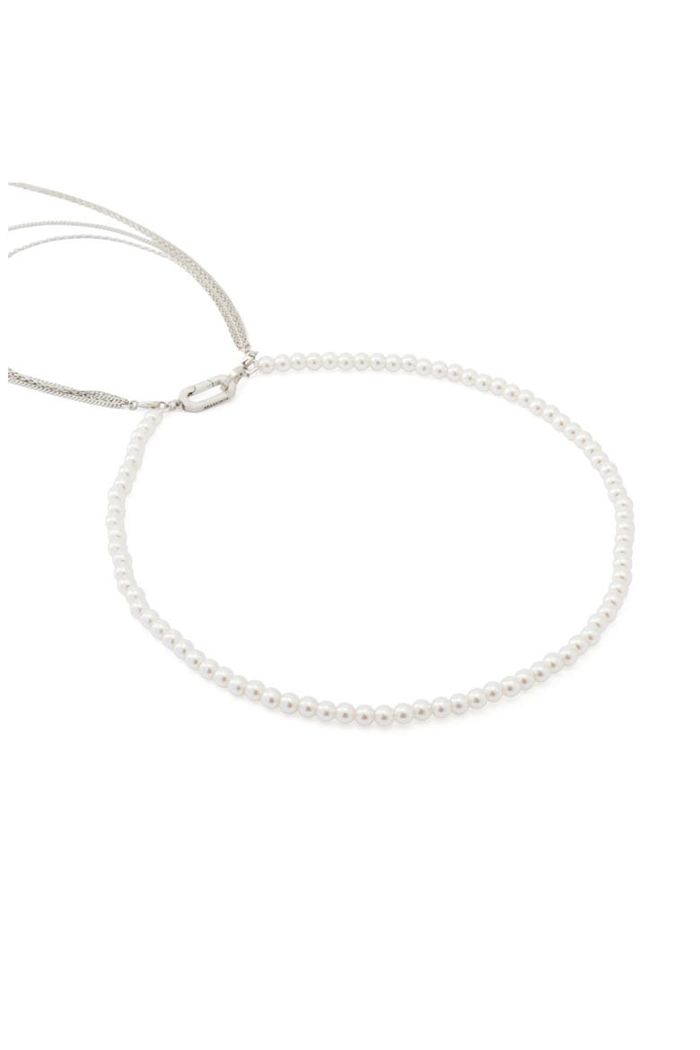 Imitation Pearl Mixed Chain Multi Strand Necklace, Alternate, color, PEARL/ WARM SILVER