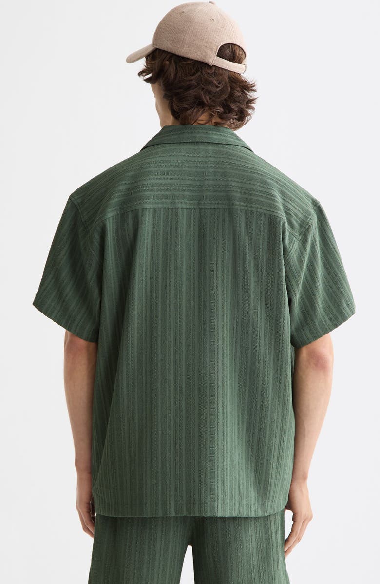 Scotch & Soda Tonal Stripe Camp Shirt, Alternate, color, Thyme
