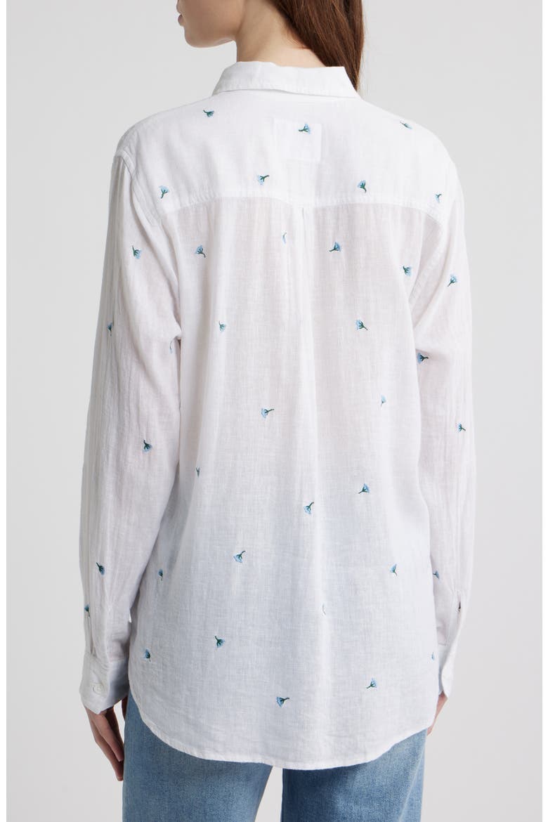 Charli Embroidered Floral Linen Blend Button-Up Shirt, Alternate, color, BLUEBELL CARNATIONS