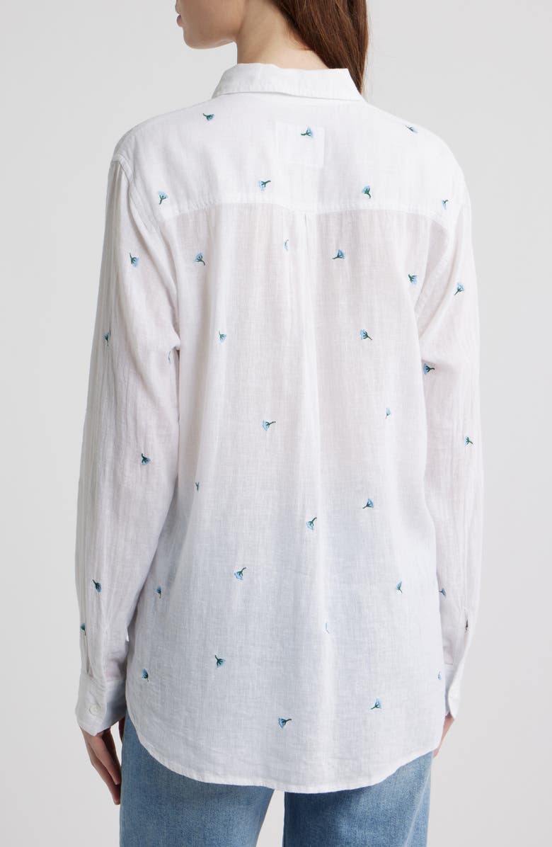 Rails Charli Embroidered Floral Linen Blend Button-Up Shirt, Alternate, color, Bluebell Carnations