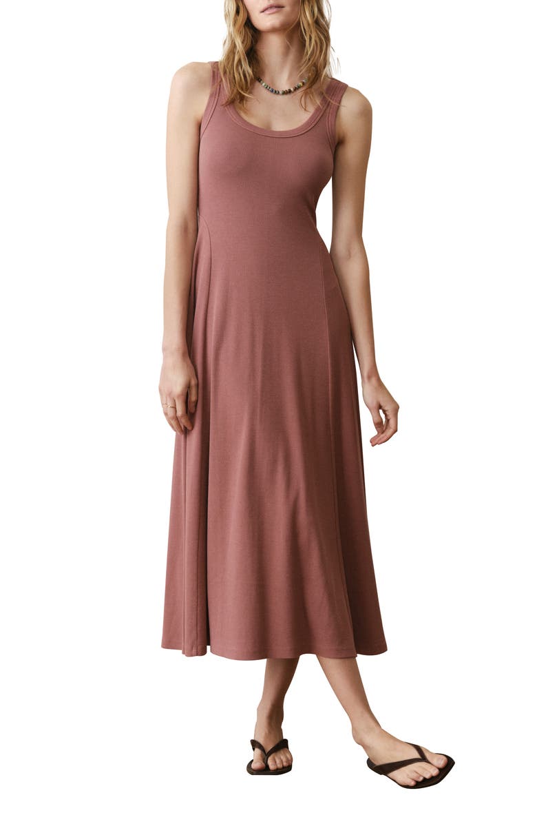 Marine Layer Lexi Rib Sleeveless Fit & Flare Mini Dress, Main, color, Clay