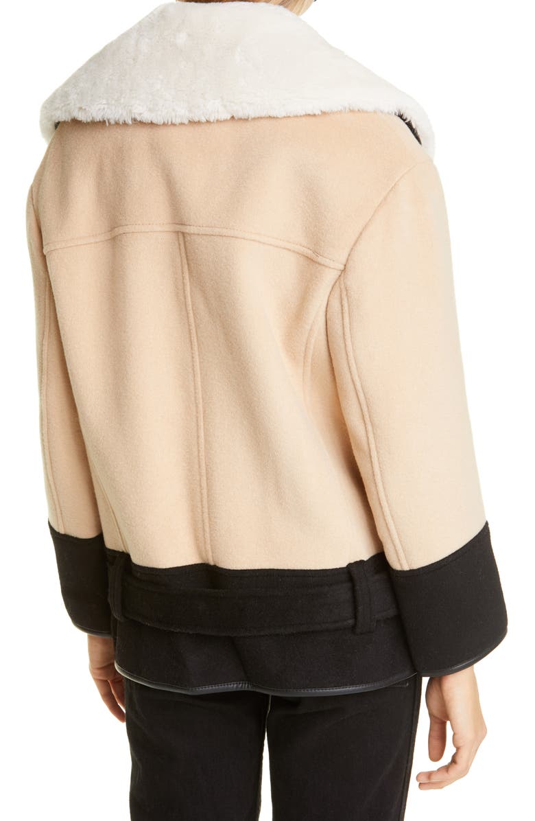 Club Monaco Rismah Wool Blend Faux Fur Collar Coat, Alternate, color, 