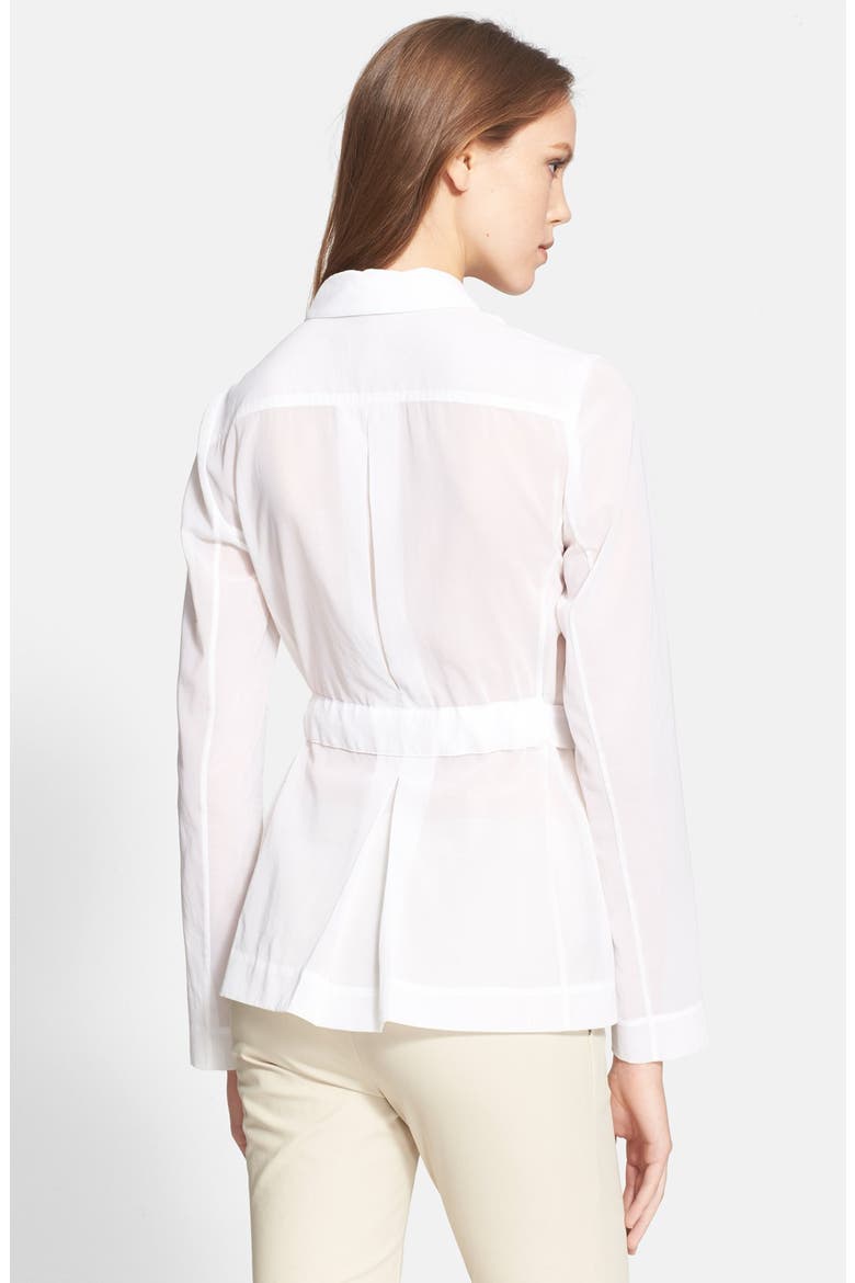 'Lorem' Belted Four Pocket Cotton Shirt, Alternate, color, WHITE