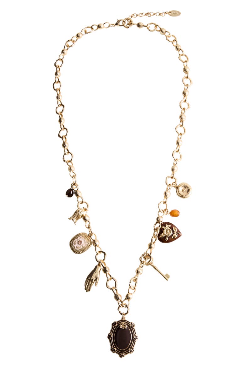 Mixed Charm Necklace, Main, color, GOLD