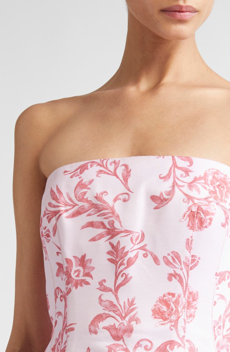 Emilia Wickstead Floral Damask Strapless Top, Alternate, color, Damask Floral Pink