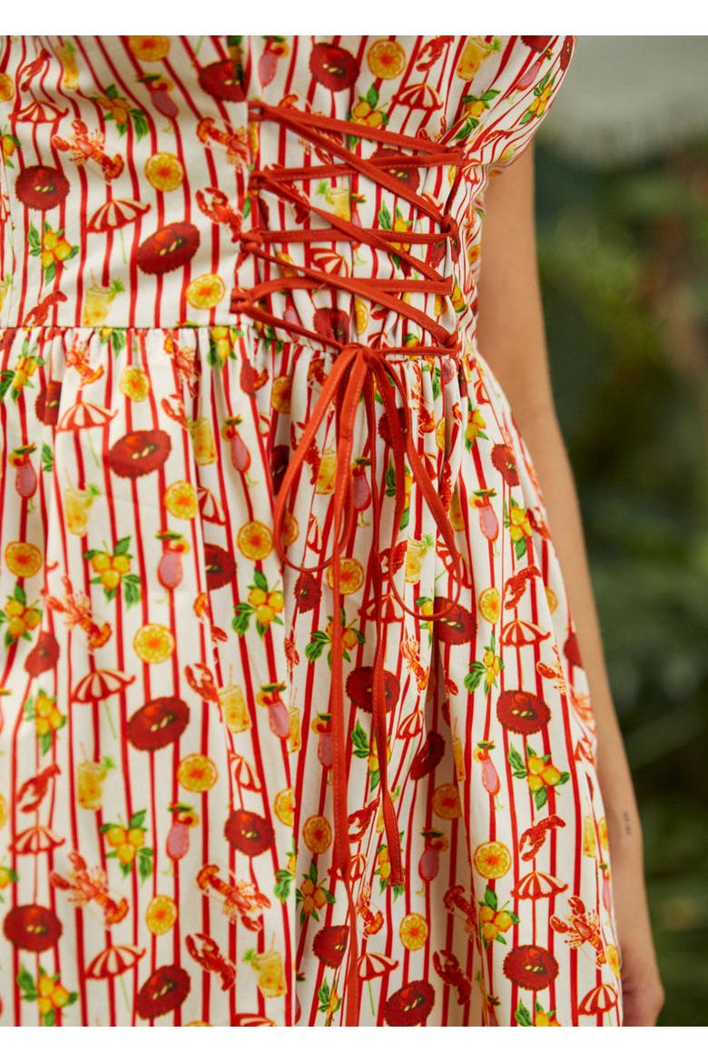 Boardwalk Corset Dress, Alternate, color, Kitschy Coastal