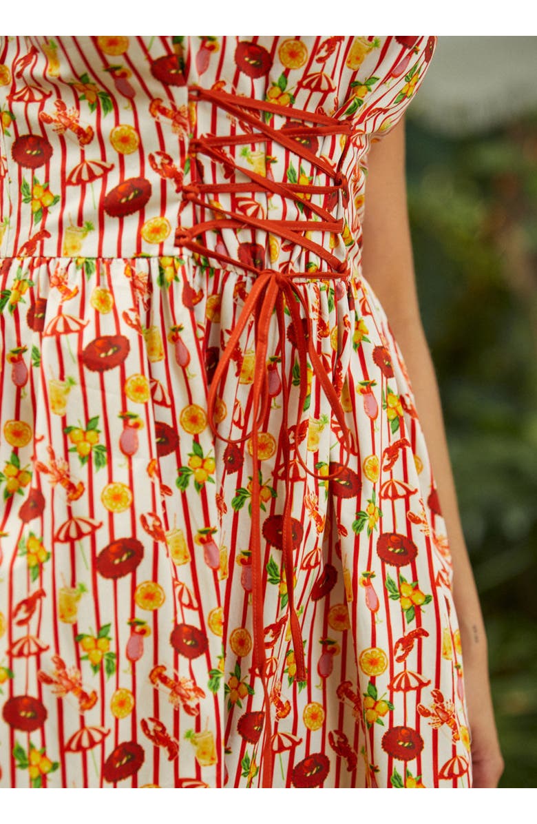 ModCloth Boardwalk Corset Dress, Alternate, color, Kitschy Coastal