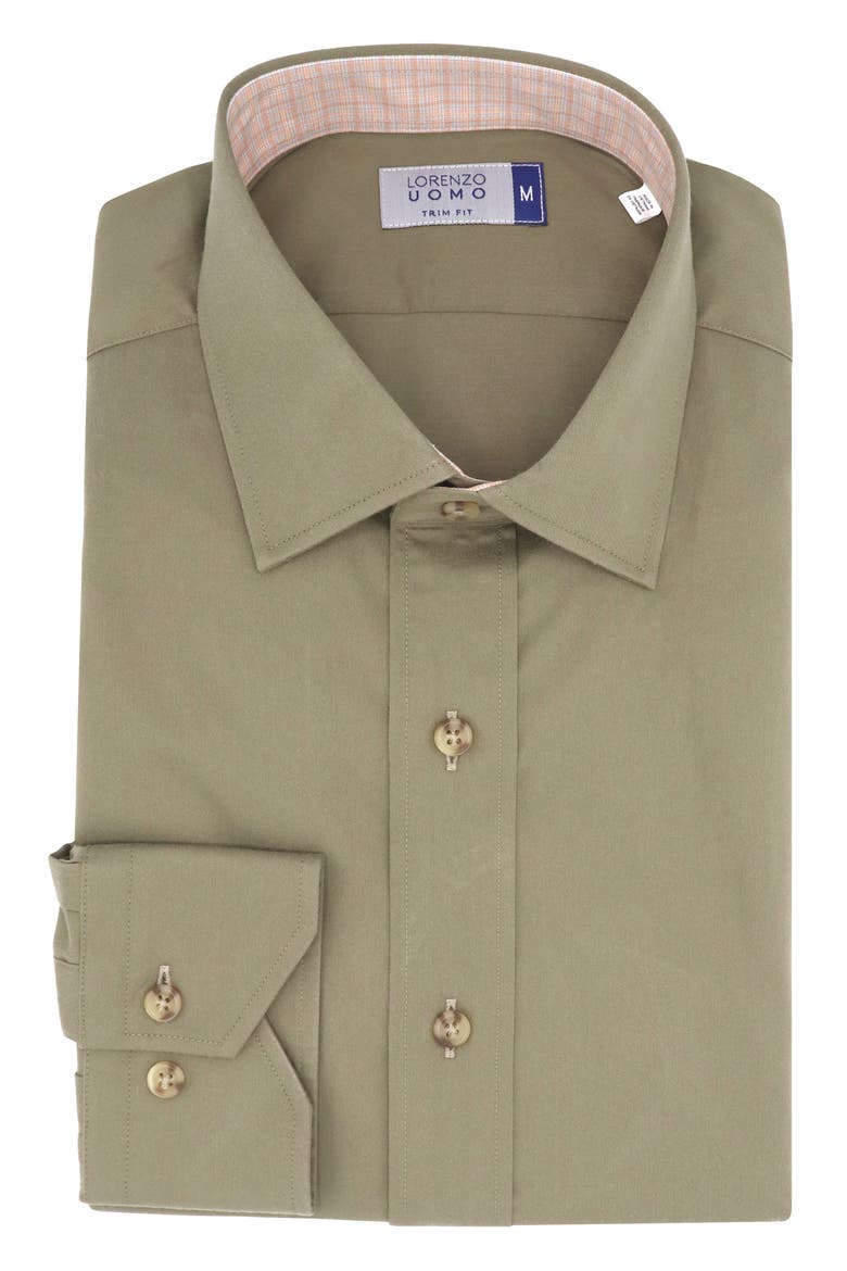 Trim Fit Long Sleeve Cotton Button-Up Shirt, Alternate, color, OLIVE