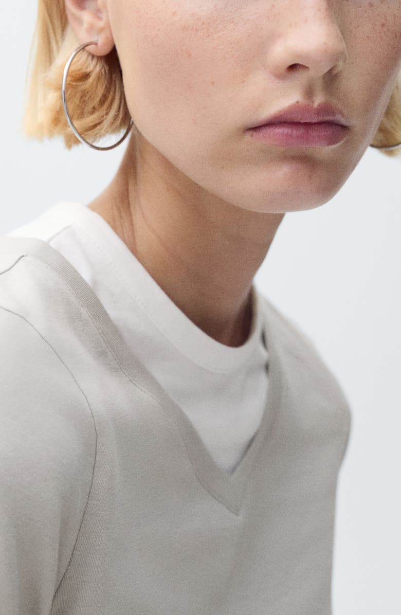 MANGO Contrasting Stretch Cotton T-Shirt, Alternate, color,