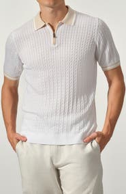STUDIO GARNET LOS ANGELES Cable Knit Polo Sweater