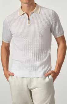 STUDIO GARNET LOS ANGELES Cable Knit Polo Sweater