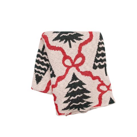 Trees And Ribbon Bows Christmas Knitted Throw Blanket