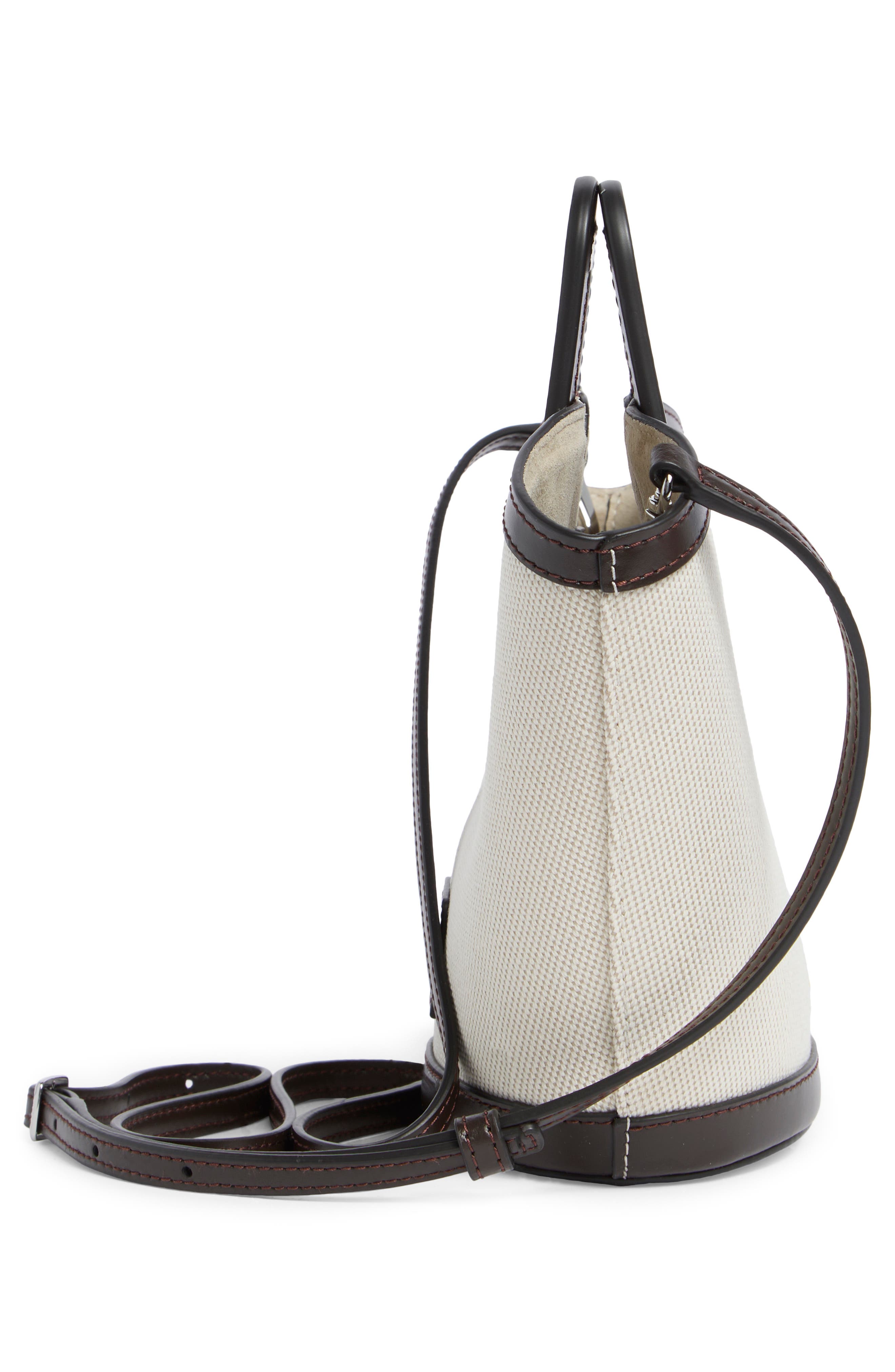 STAUD Mini Shirley Canvas Bucket Bag, Alternate, color, Natural/ Espresso