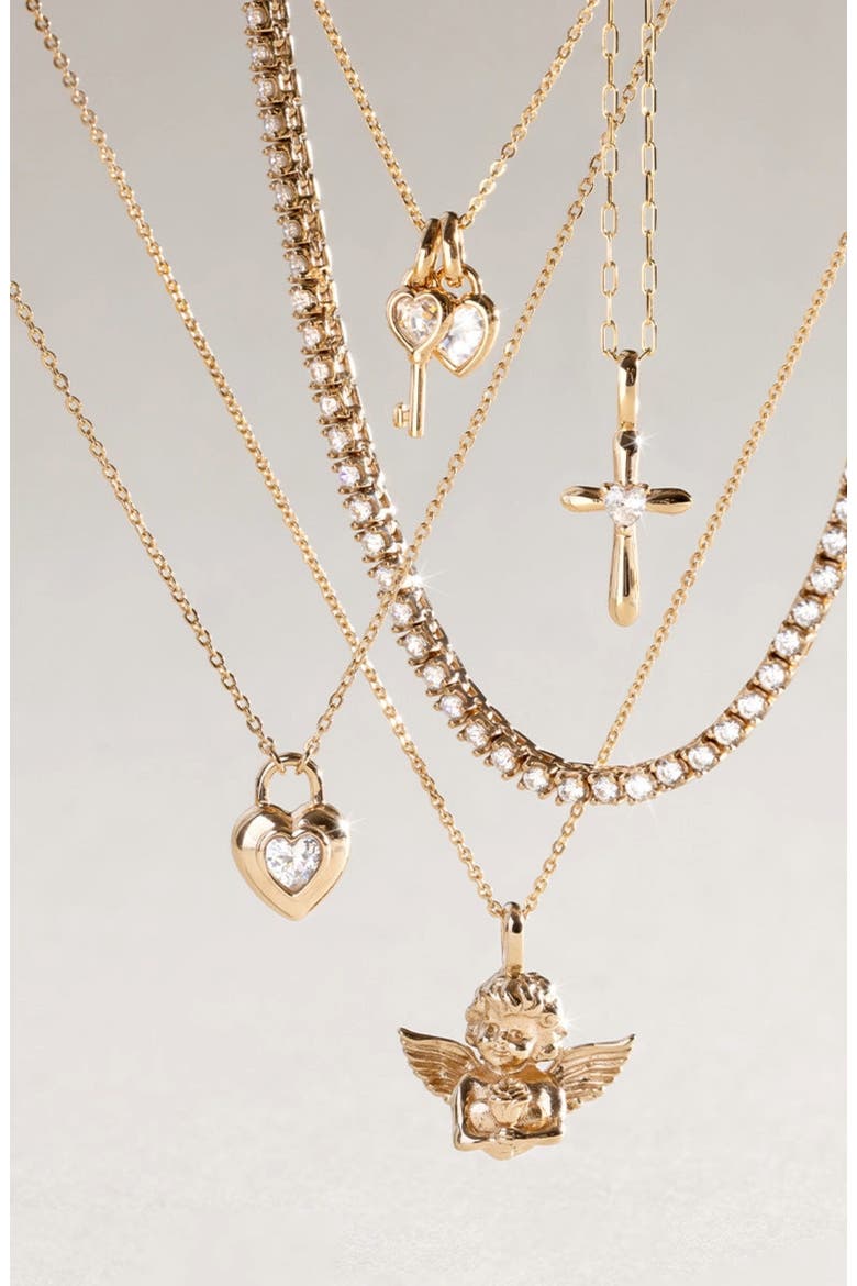 CZ Prong-Set Tennis Necklace, Alternate, color, Gold Vermeil