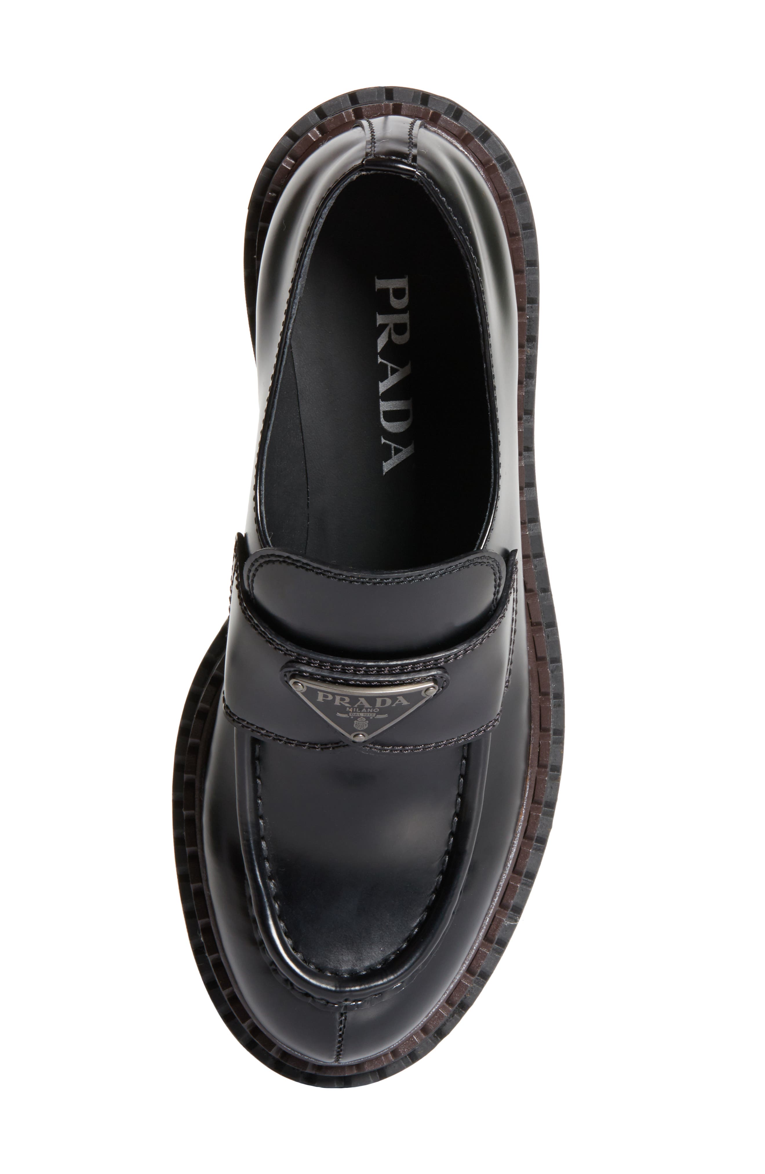 Prada Double Chocolate Platform Loafer, Alternate, color, 