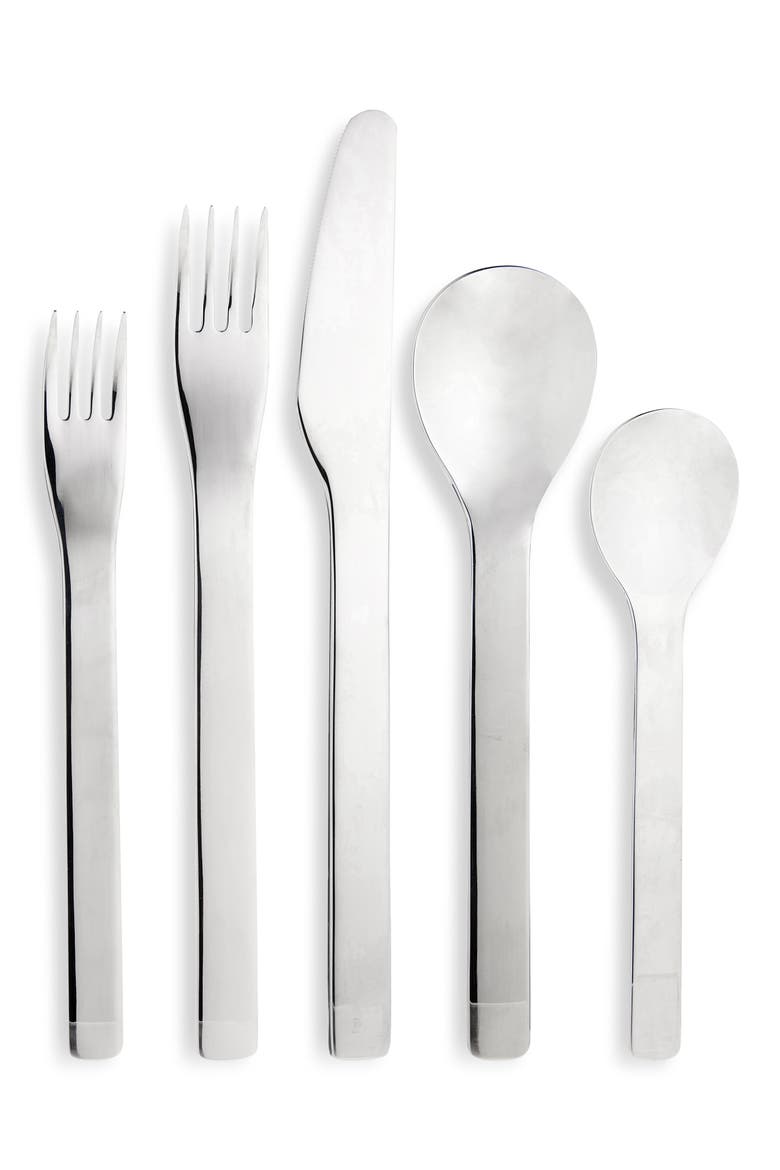Flint 5-Piece Flatware Set, Main, color, SILVER