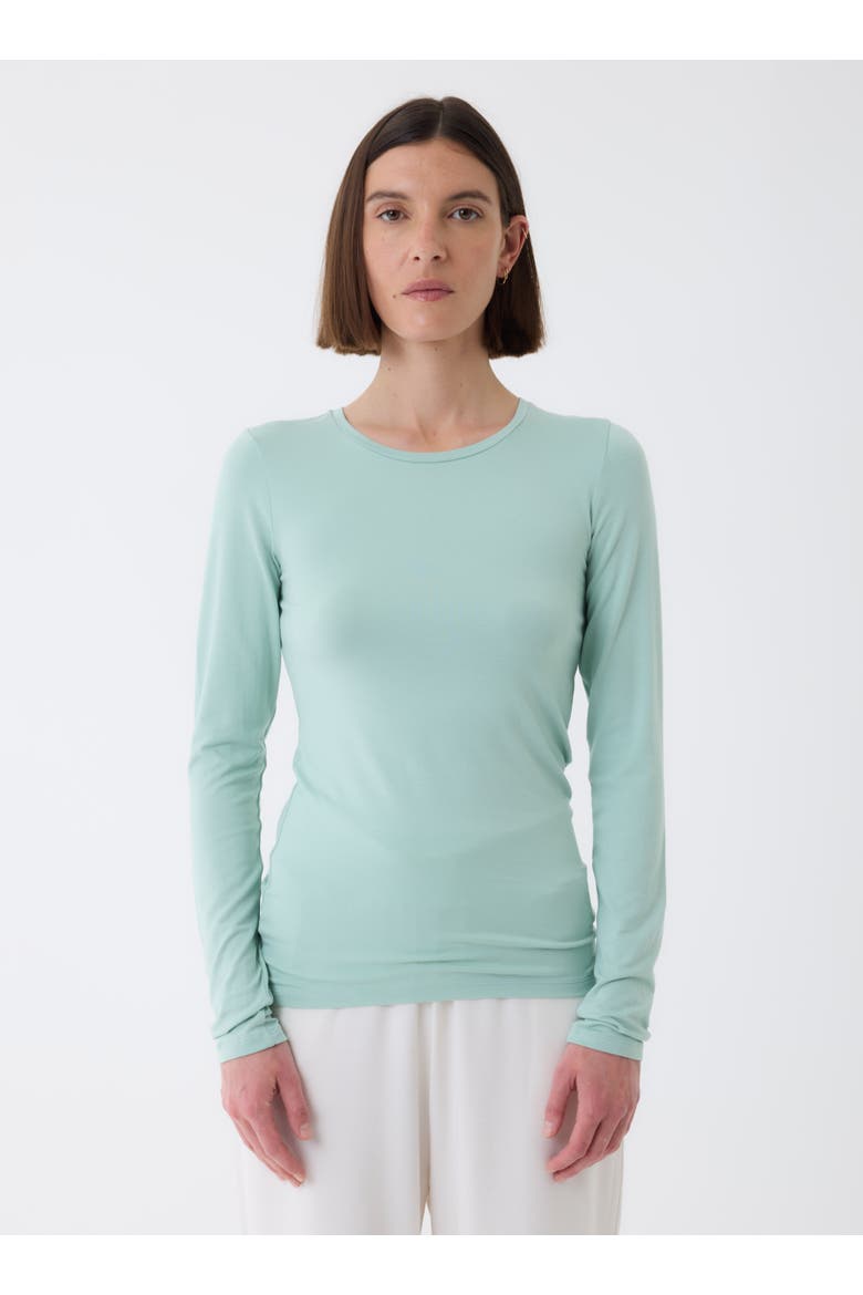 Soft Touch Long Sleeve Crewneck T-Shirt, Main, color, AQUA
