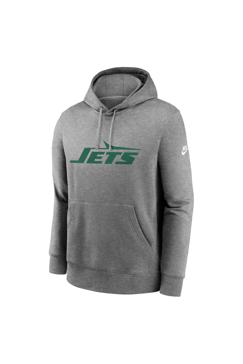 Men's Nike Heather Gray New York Jets Rewind Club Logo Pullover Hoodie, Alternate, color, Heather Gray