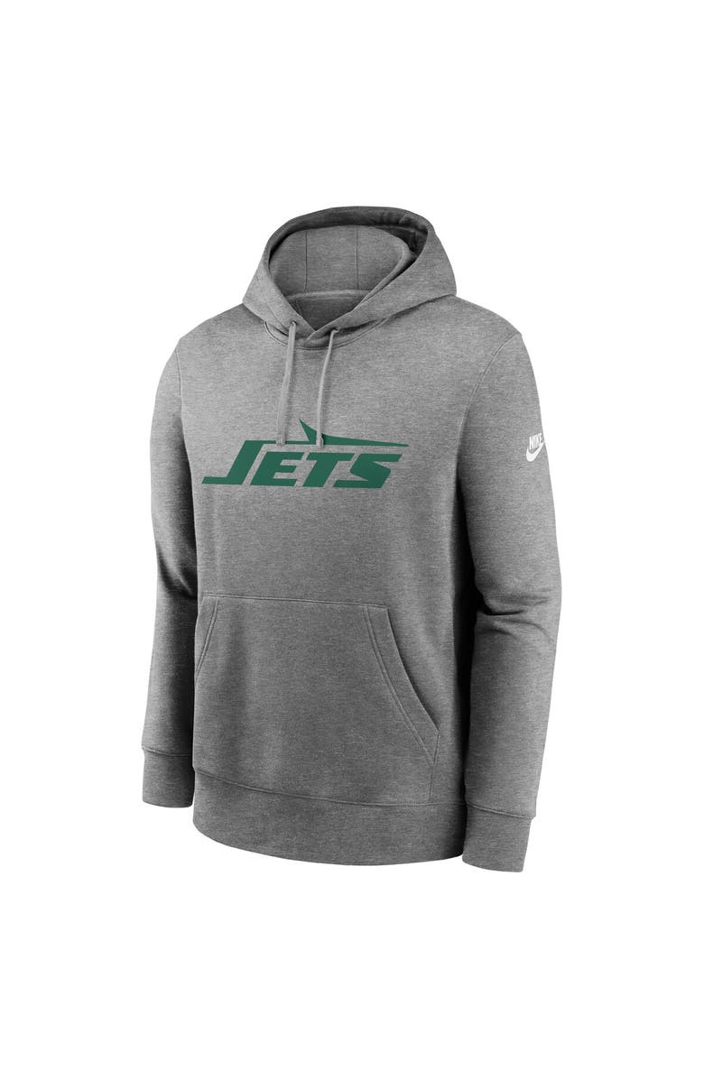 Nike Men's Nike Heather Gray New York Jets Rewind Club Logo Pullover Hoodie, Alternate, color, Heather Gray