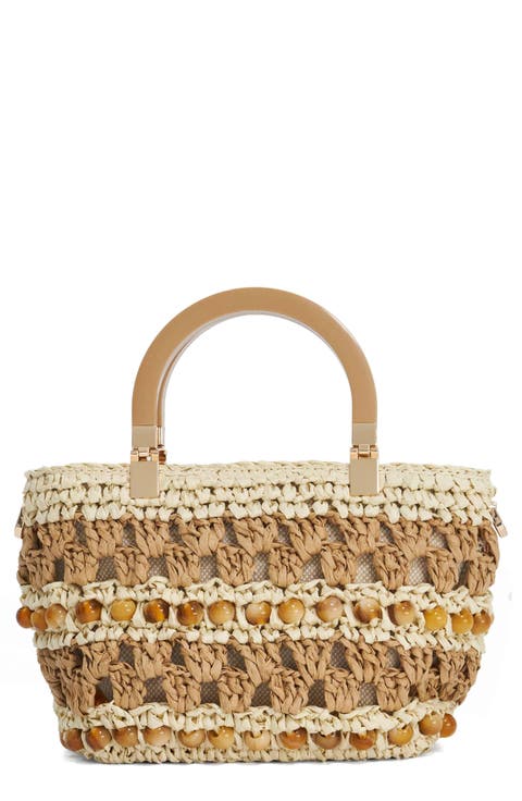 Dahlia Raffia Bead Detail Tote