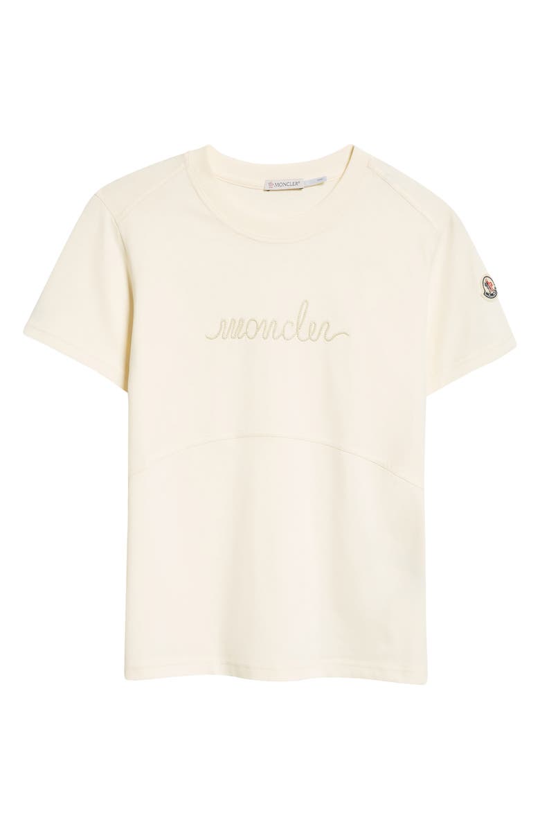 Moncler Logo Embroidered Cotton T-Shirt, Alternate, color, White