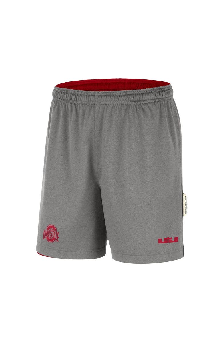 NIKE X LEBRON JAMES Men's Nike x LeBron James Scarlet/Gray Ohio State Buckeyes Reversible Performance Shorts, Alternate, color, 