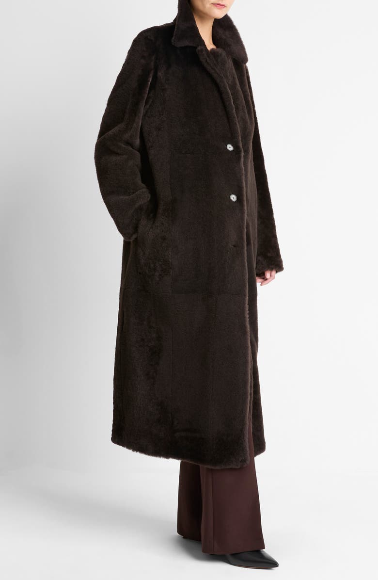 Vince Long Genuine Shearling Coat, Alternate, color, Dark Umber