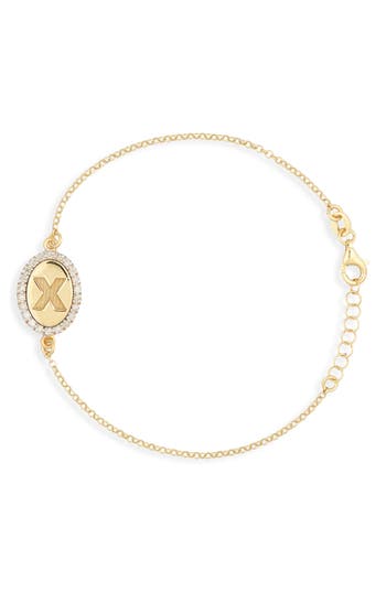 Meshmerise Diamond Initial Disc Bracelet In Gold