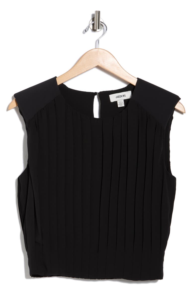 JASON WU Pleated Sleeveless Crop Top, Alternate, color, Black