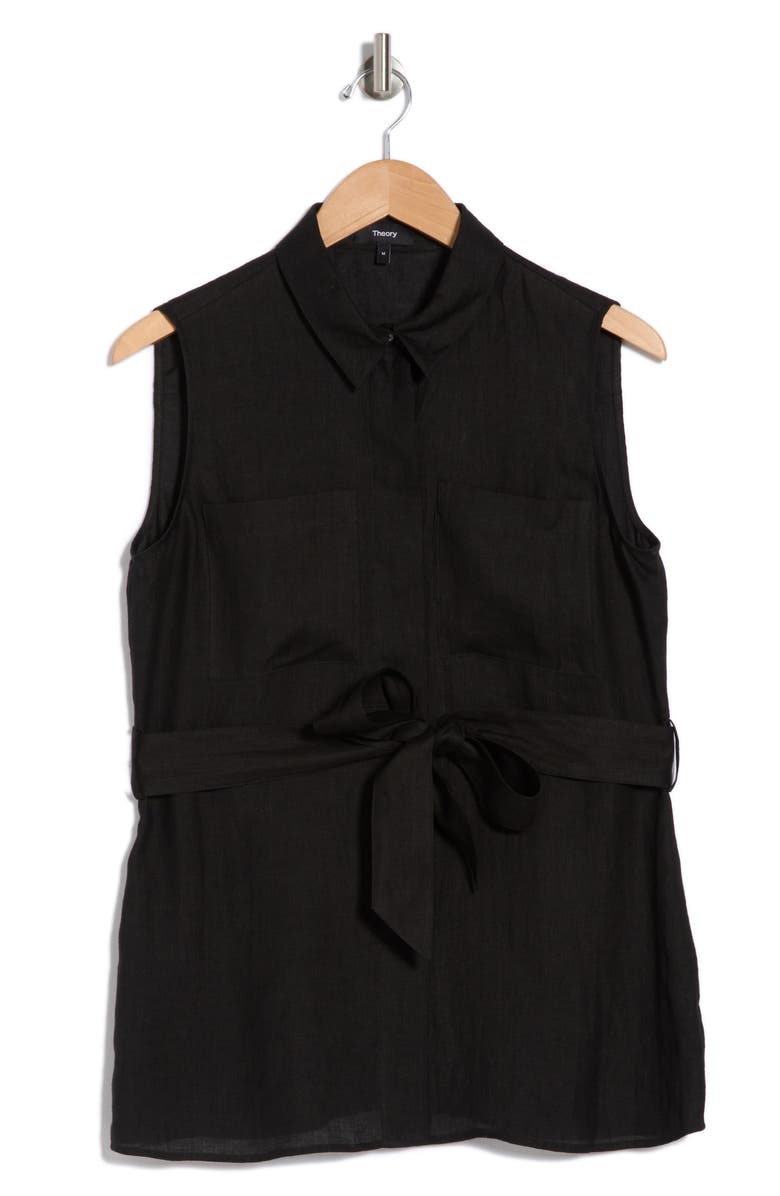 Sleeveless Tie Belt Drape Top