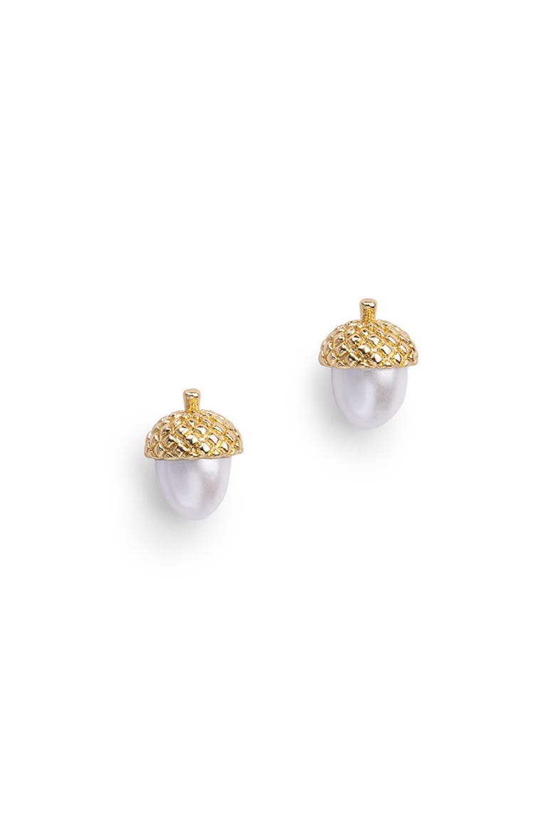 Acorn & Pearl Stud Earrings, Main, color, Acorn & Pearl