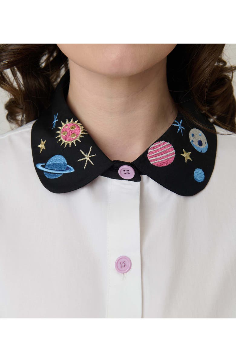 Unique Vintage 1940s Collared Blouse, Alternate, color, White W/ Black Collar