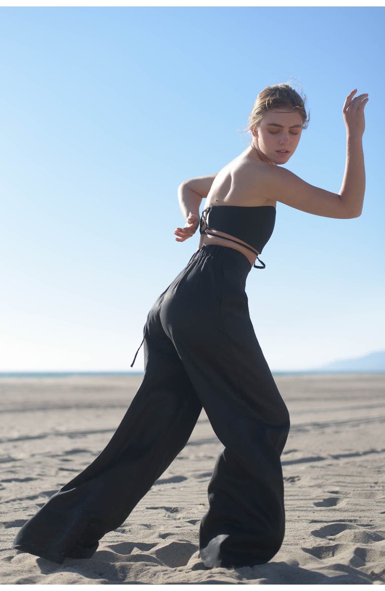nuaje nuaje Mia Linen Twill Wide-leg Pants, Alternate, color, Black