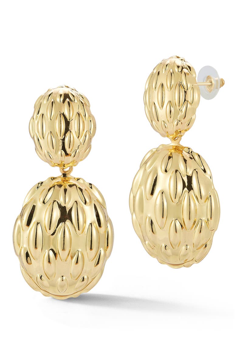 Bold Textured Orb Drop Earrings, Main, color, GOLD