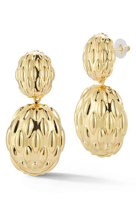 Bold Textured Orb Drop Earrings