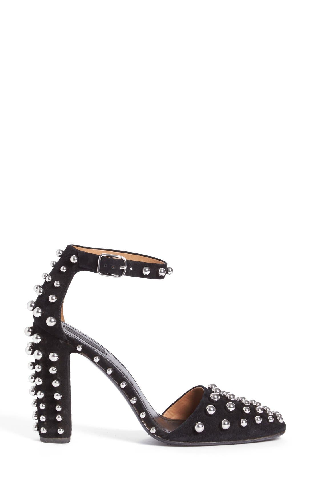 'Elise' Studded Pump, Alternate, color, BLACK LEATHER
