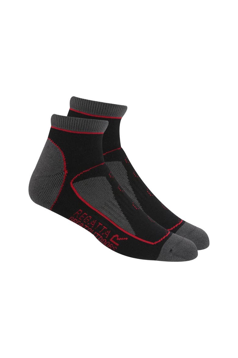Samaris Trail Colour Block Ankle Socks, Alternate, color, Black and Cherry Pink