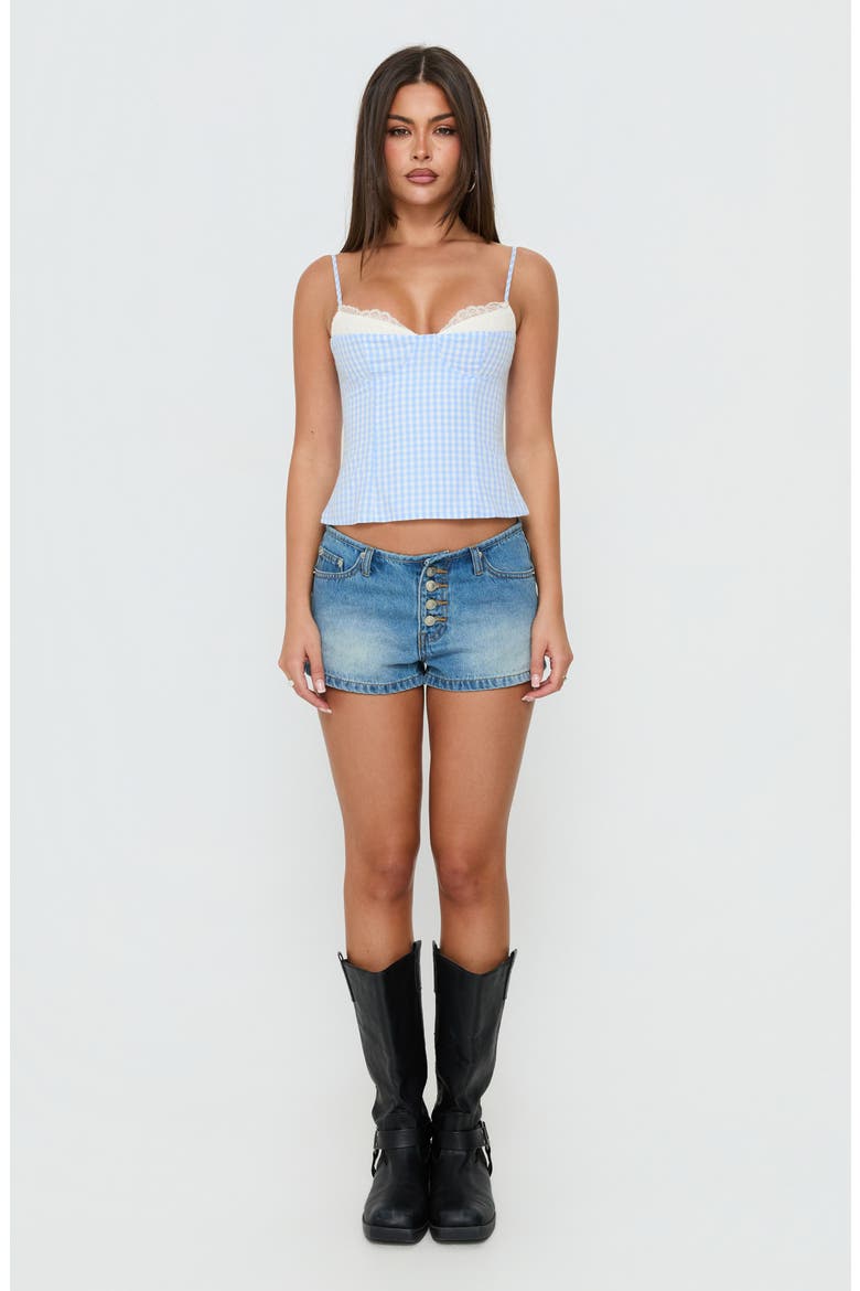 Gingham Spliced Bust Detail Cami, Alternate, color, BLUE GINGHAM