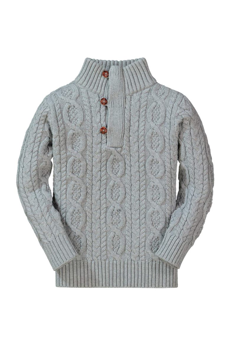 Baby Boys' Organic Mock Neck Cable Sweater, Infant, Main, color, Gray Heather