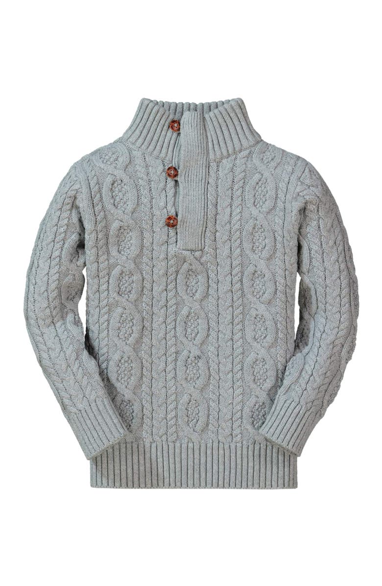 Hope & Henry Boys' Organic Mock Neck Cable Sweater, Kids, Main, color, Gray Heather