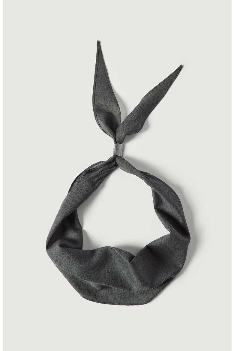Virgin wool organza necktie with monili, Main, color, Dark Grey