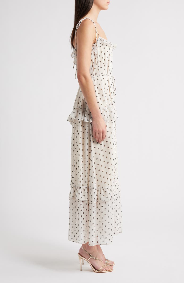 Julia Jordan Polka Dot Tiered Maxi Dress, Alternate, color, White/ Blac