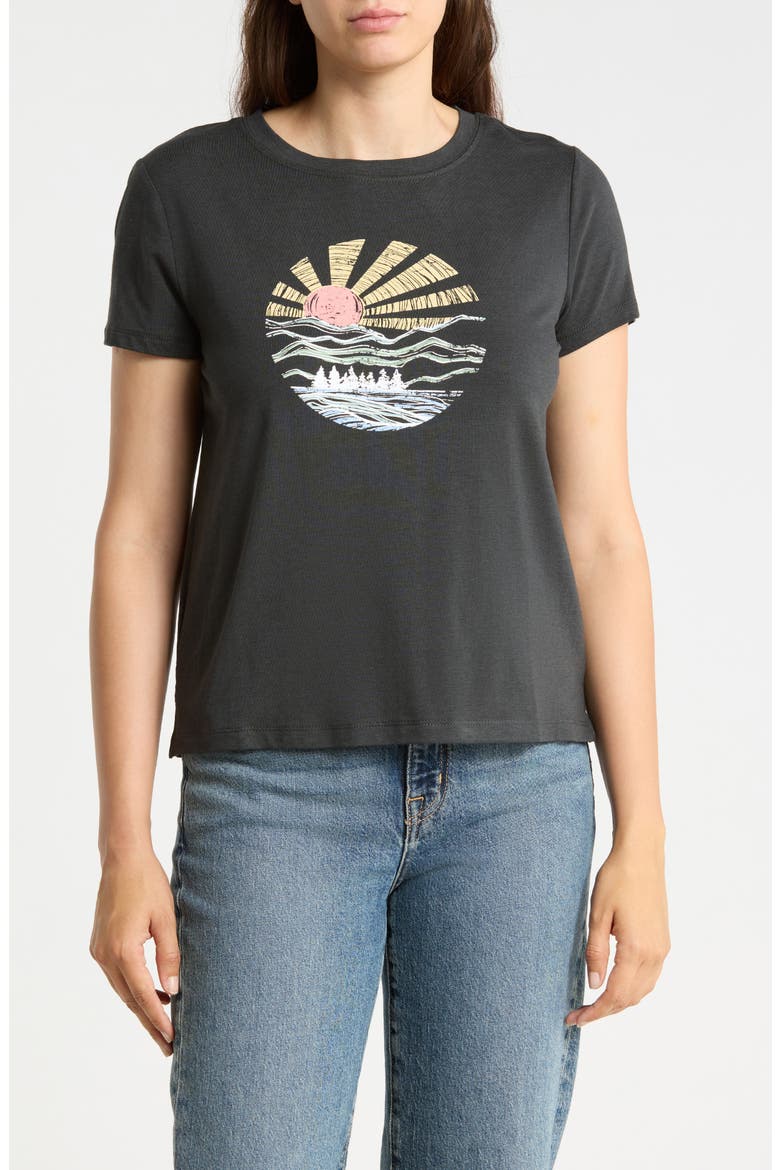 Julia Graphic T-Shirt, Main, color, BLACK SAND LAKE SUNRISE