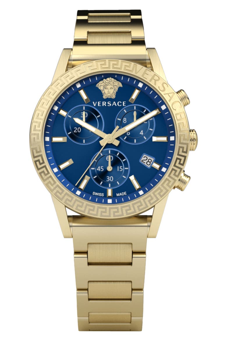 V-Circle Blue Guilloché Dial Bracelet Watch, 38mm, Main, color, GOLD