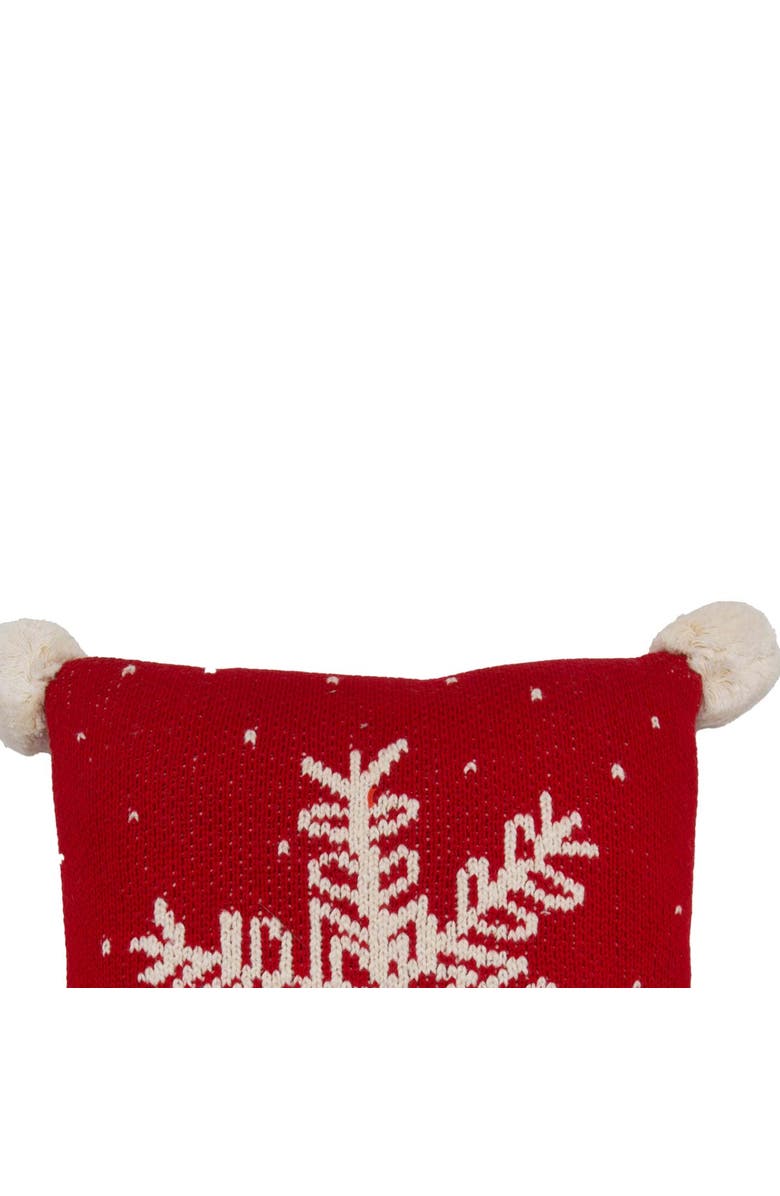 C&F Home Vintage Snowflake Pillow Handwoven Mini Accent Pillow w/ PomPoms 10" x 10", Alternate, color, Red