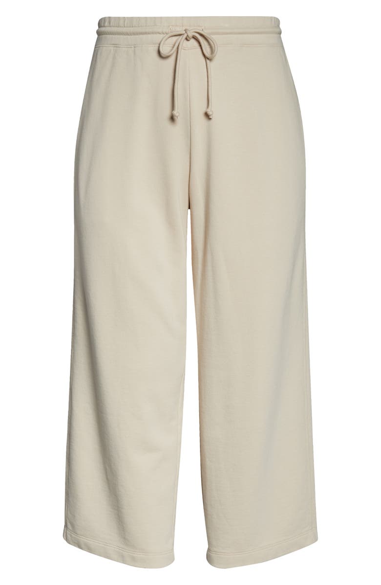 Vince Crop Drawstring Cotton Fleece Pants, Alternate, color, Pale Fawn