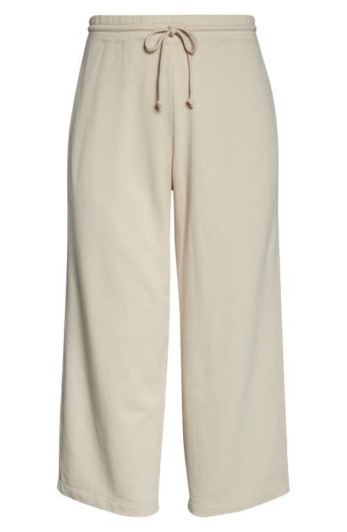 Vince Crop Drawstring Cotton Fleece Pants In Pale Fawn