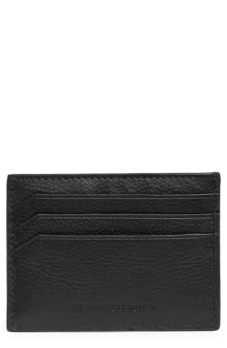 Johnston & Murphy Weekend Leather Cardholder, Main, color, Black